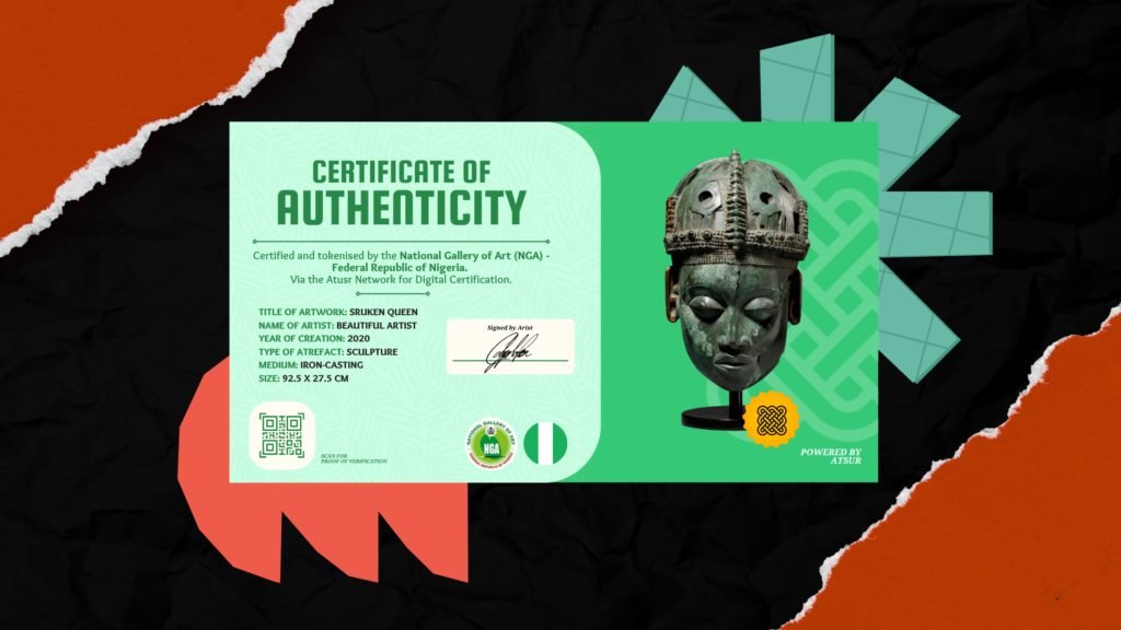 Mock design of a Certificate of Authenticity issued on Atsur