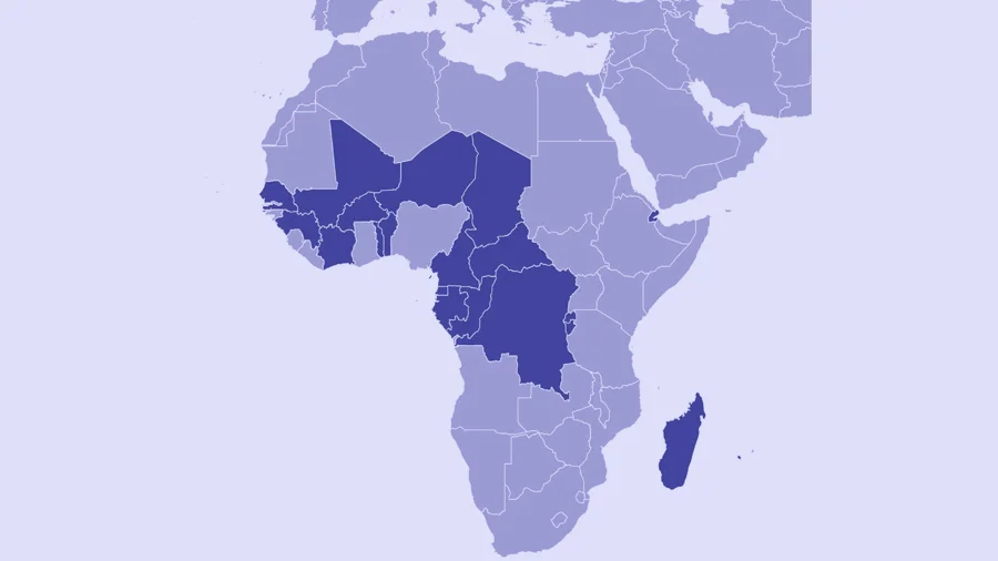 Francophone Africa on the map
