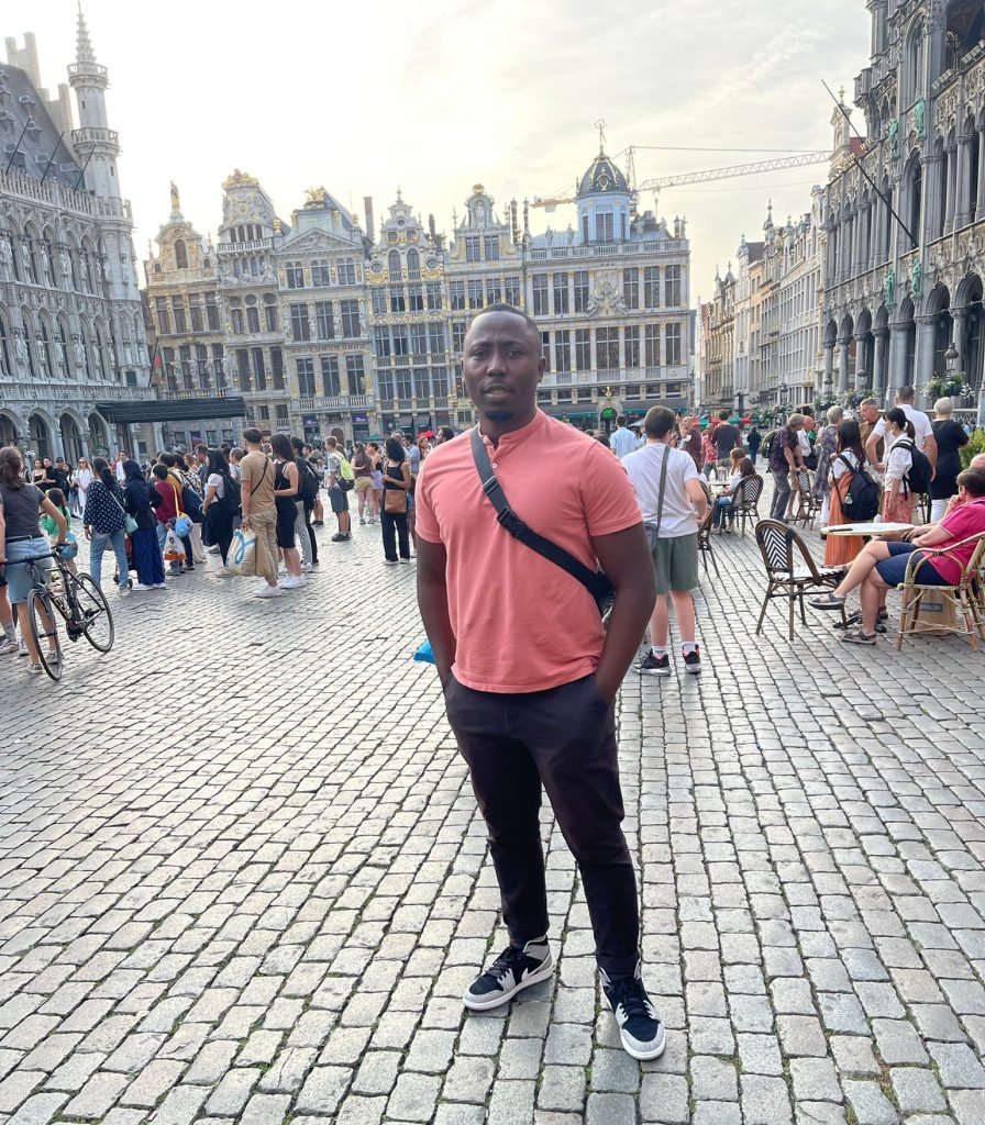 Foubi in Brussels, Belgium, touring the city centre after visiting a client for meetings