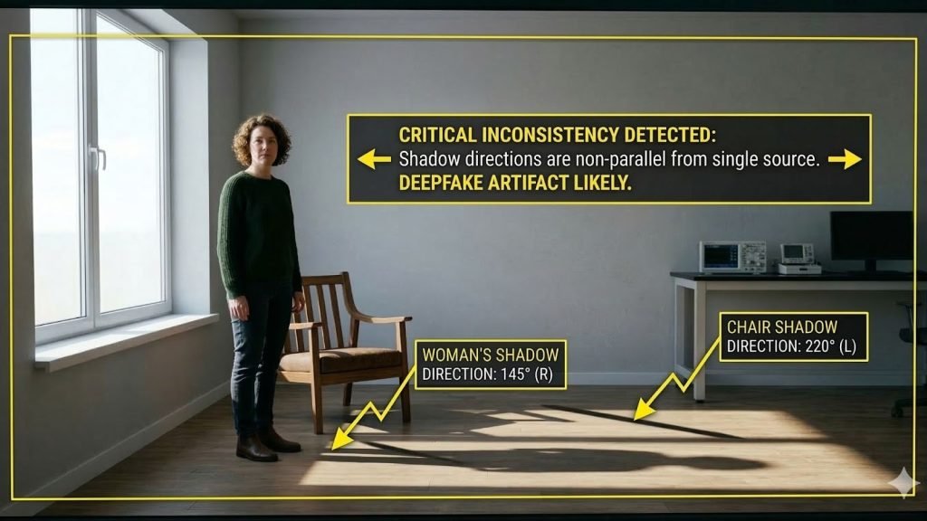 how to tell if a video is AI generated: Check shadows and perspective