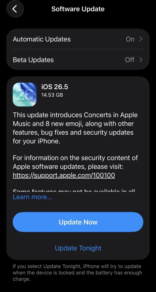 Apple releases iOS 26.5