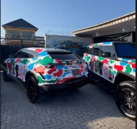 Cubana Chief Priest flaunts branded luxury vehicles for Tinubu's re-election campaign.